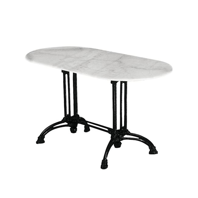 Τραπέζι "EKO" αίθριο οβάλ με μαύρο σκελετό και μαρμάρινη επιφάνεια 70x110x74