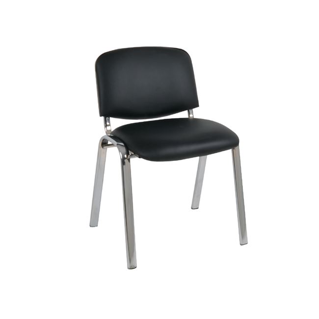 Καρέκλα επισκέπτη "SIGMA" χρωμίου από τεχνόδερμα σε μαύρο χρώμα 55x50x79