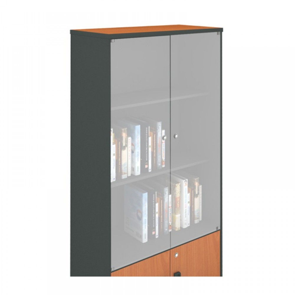 Βιβλιοθήκη σε χρώμα σκούρο γκρι με κερασί 80x40x172