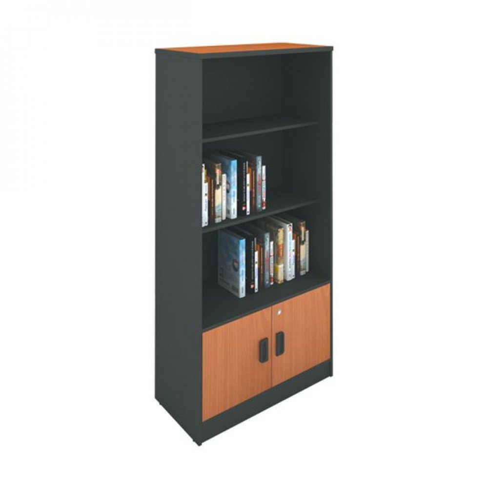 Βιβλιοθήκη σε χρώμα σκούρο γκρι με κερασί 80x40x172