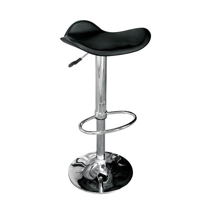 Σκαμπώ μπαρ "SADDLE" χρωμίου από τεχνόδερμα χρώματος μαύρο 45x43x64/85