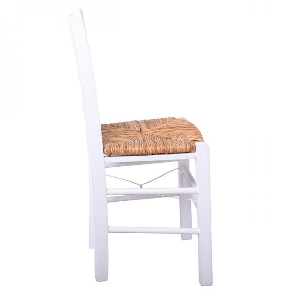 Καρέκλα "ΣΙΦΝΟΣ" από ξύλο/ψάθα σε χρώμα λευκό/φυσικό 41x45x88