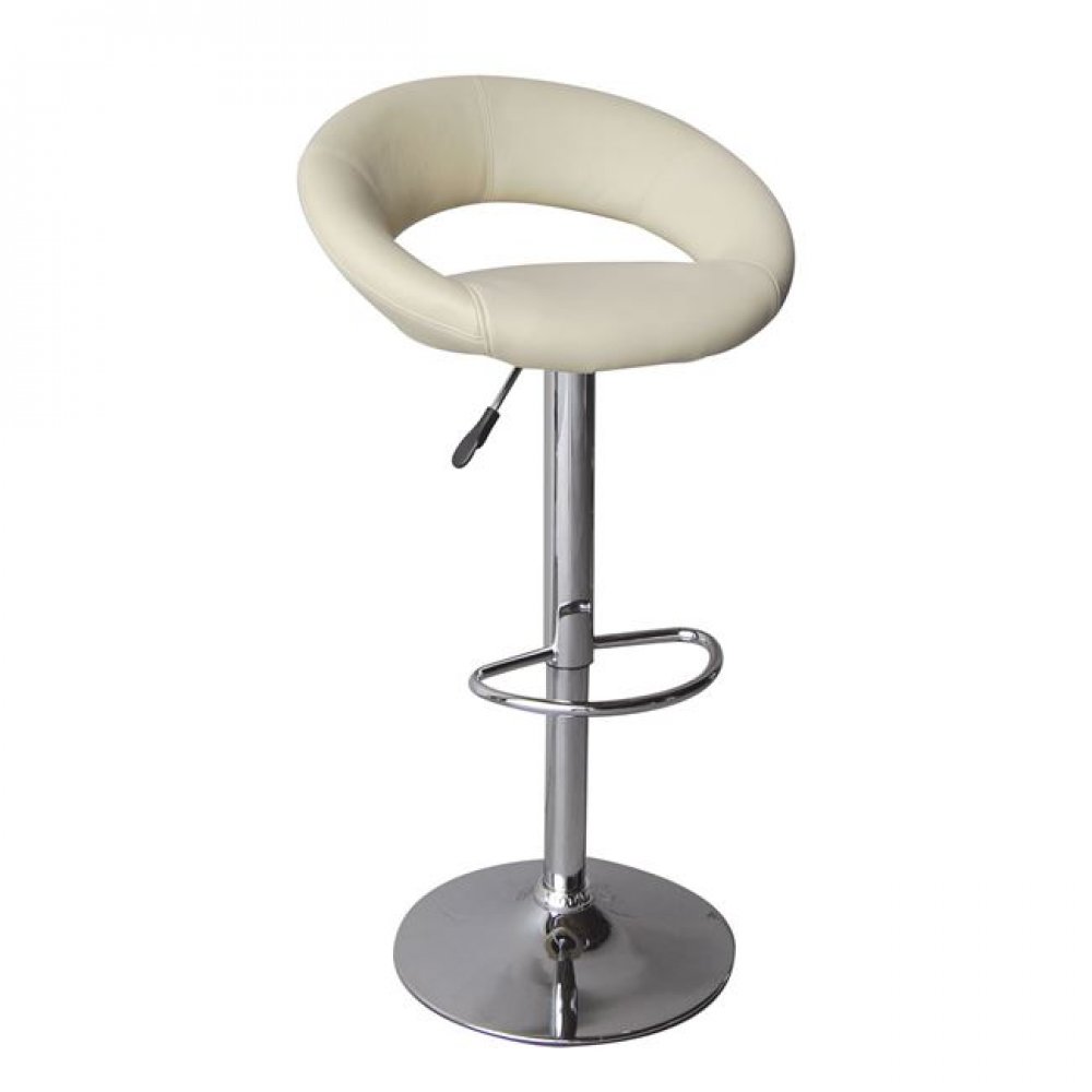 Σκαμπώ μπαρ "BELT" χρωμίου από τεχνόδερμα χρώματος εκρού 54x49x82/103