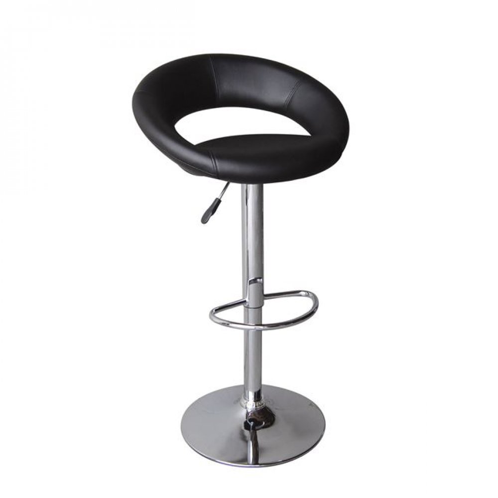 Σκαμπώ μπαρ "BELT " χρωμίου από τεχνόδερμα χρώματος μαύρο 54x49x82/103