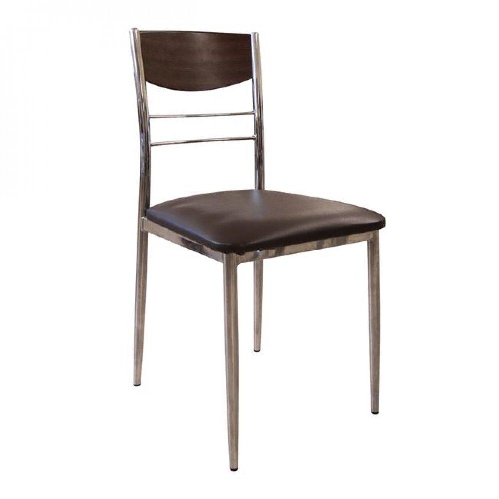 Καρέκλα "DINO" χρωμίου-τεχνόδερμα σε βέγγε χρώμα 42x41x90
