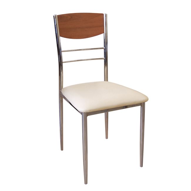 Καρέκλα "DINO" χρωμίου-τεχνόδερμα σε εκρού χρώμα 42x41x90