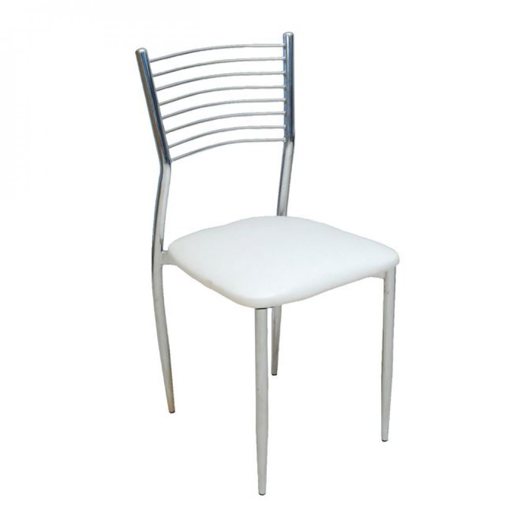 Καρέκλα "VIVIAN" χρωμίου-τεχνόδερμα σε λευκό χρώμα 40x44x83