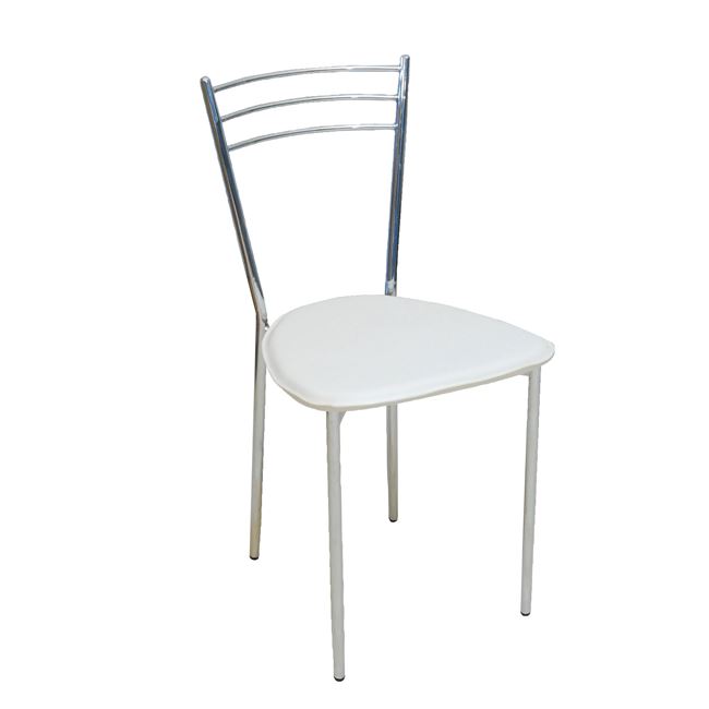 Καρέκλα "VALETTA " χρωμίου-τεχνόδερμα σε λευκό χρώμα 40x41x81