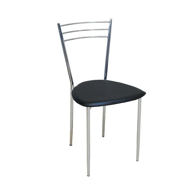 Καρέκλα "VALETTA " χρωμίου-τεχνόδερμα σε μαύρο χρώμα 40x41x81
