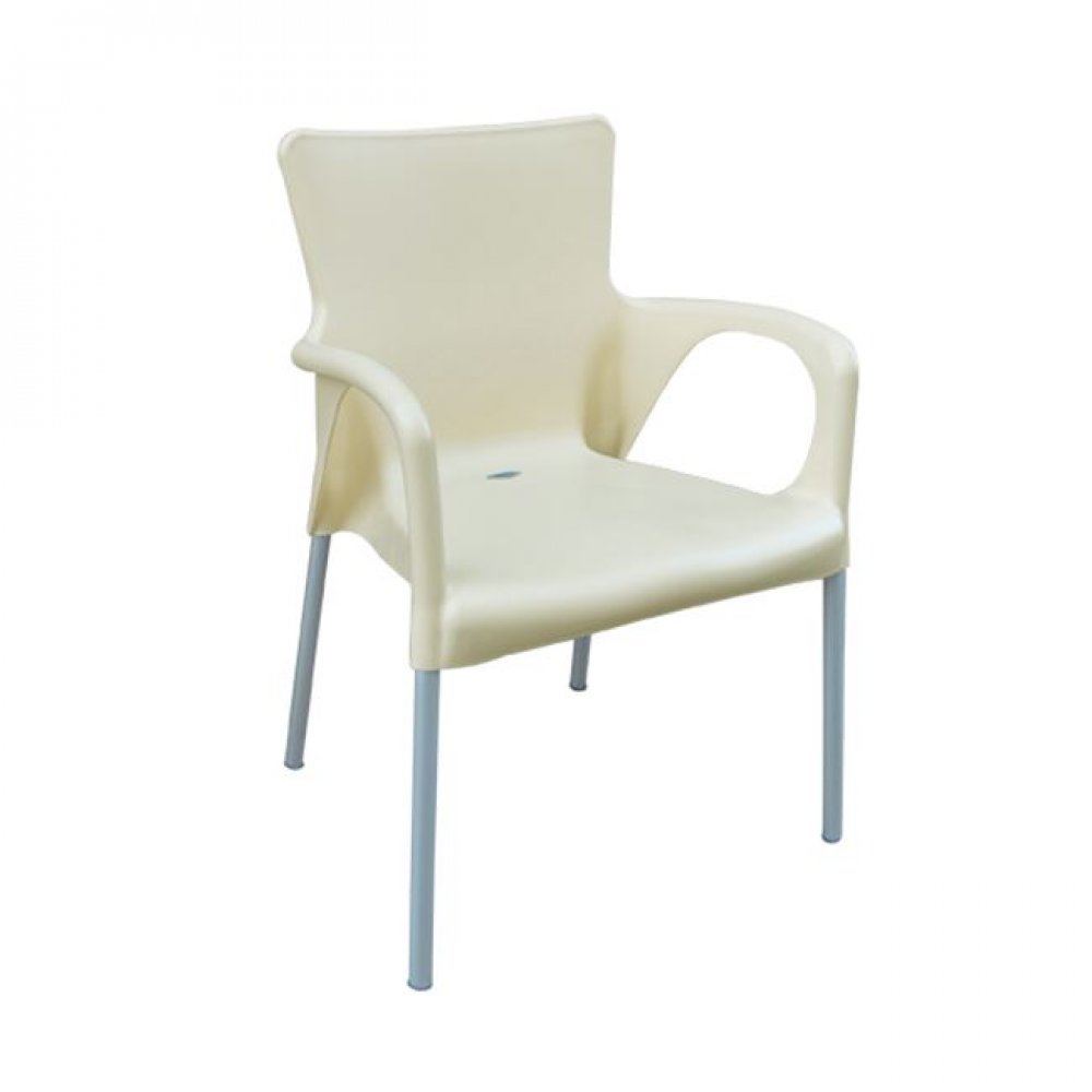 Πολυθρόνα "LARA" από πολυπροπυλένιο σε εκρού χρώμα 55x52x85
