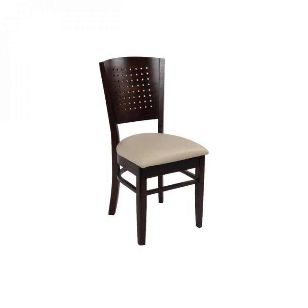 Καρέκλα "PRIME" ξύλινη-τεχνόδερμα σε χρώμα καρυδί-εκρού 42x42x90