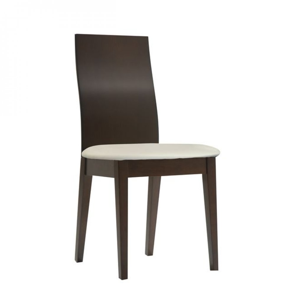 Καρέκλα "SAVINA" ξύλινη-τεχνόδερμα σε καρυδί-εκρού χρώμα 46x51x93