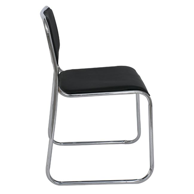 Καρέκλα επισκέπτη "CAMPUS" χρωμίου από τεχνόδερμα σε μαύρο χρώμα 44x43x77