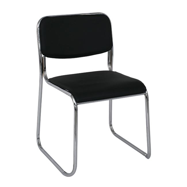 Καρέκλα επισκέπτη "CAMPUS" χρωμίου από τεχνόδερμα σε μαύρο χρώμα 44x43x77
