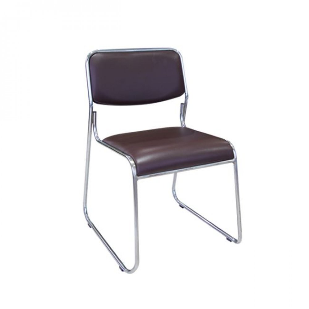 Καρέκλα επισκέπτη "CAMPUS" χρωμίου από τεχνόδερμα σε σκούρο καφέ χρώμα 44x43x77