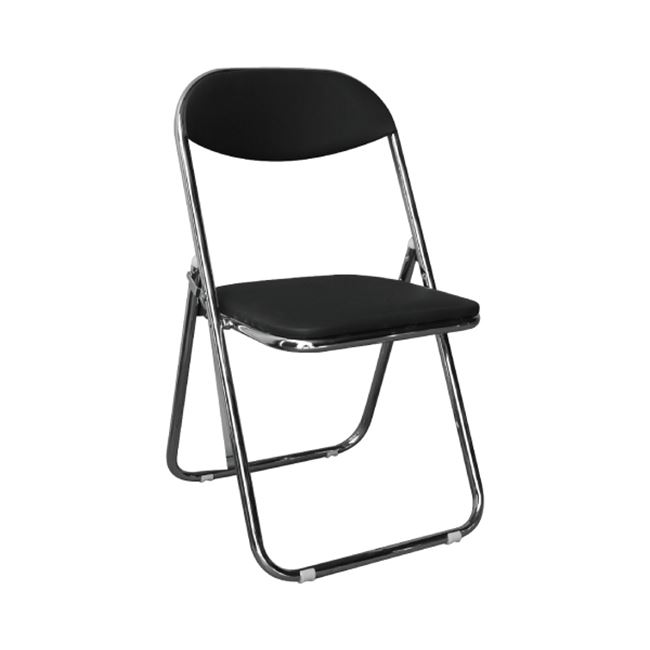Καρέκλα "STAR" χρωμιού-τεχνόδερμα σε μαύρο χρώμα 39x39x78
