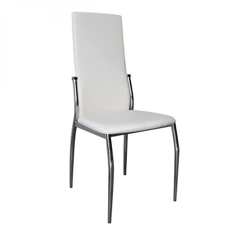 Καρέκλα "FRESH K/D" χρωμίου-τέχνοδερμα σε εκρού χρώμα 44x56x100