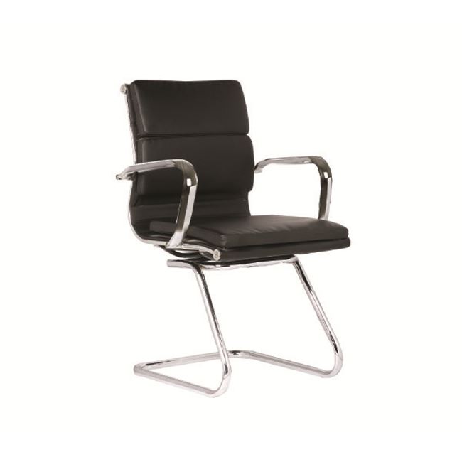 Πολυθρόνα επισκέπτη από τεχνόδερμα σε μαύρο χρώμα 54x59x95