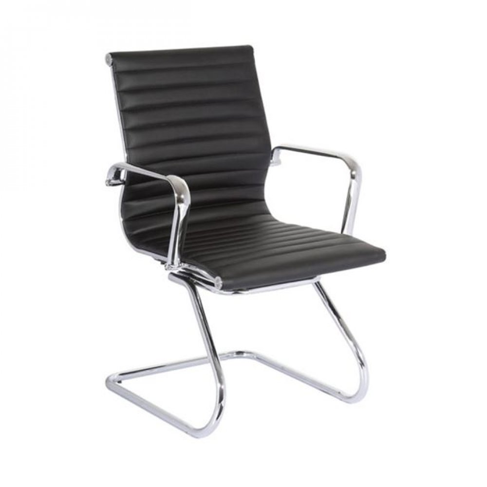 Πολυθρόνα επισκέπτη από τεχνόδερμα σε μαύρο χρώμα 55x58x92