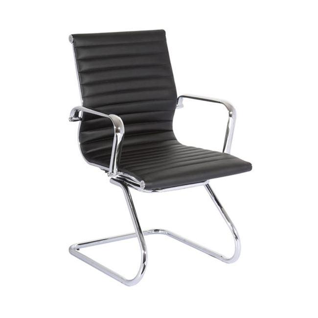 Πολυθρόνα επισκέπτη από τεχνόδερμα σε μαύρο χρώμα 55x58x92