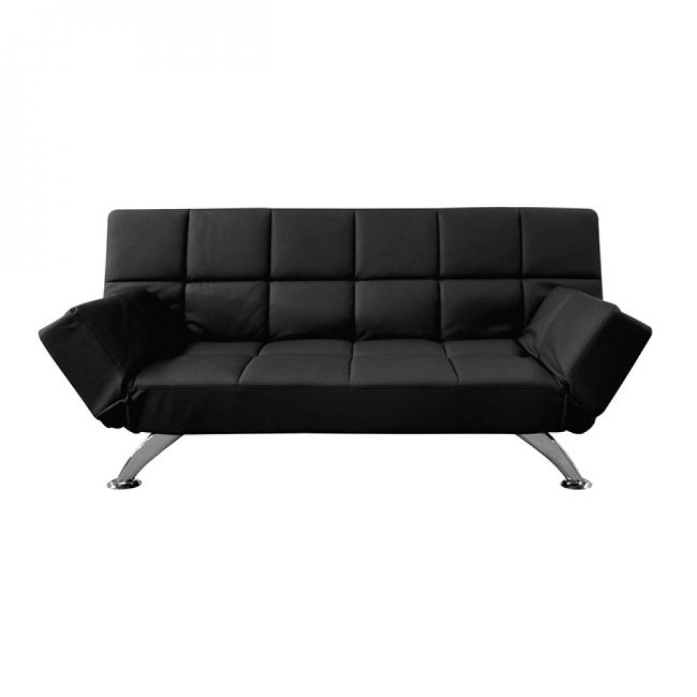 Καναπές-κρεβάτι "MITO-I" διθέσιος από τεχνόδερμα σε μαύρο χρώμα 185x82x85