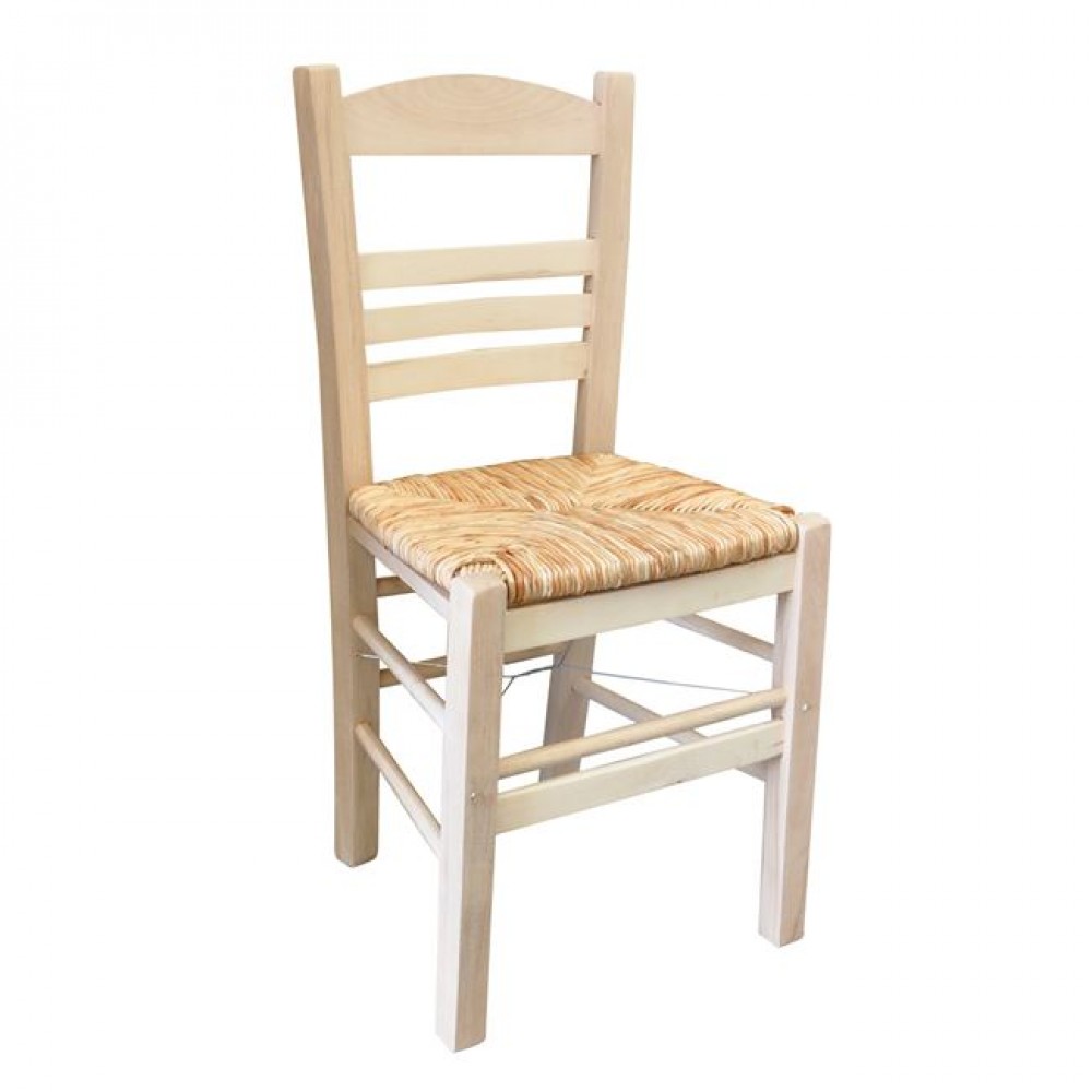 Καρέκλα "ΣΙΦΝΟΣ" από ξύλο/ψάθα σε χρώμα άβαφο 41x45x88