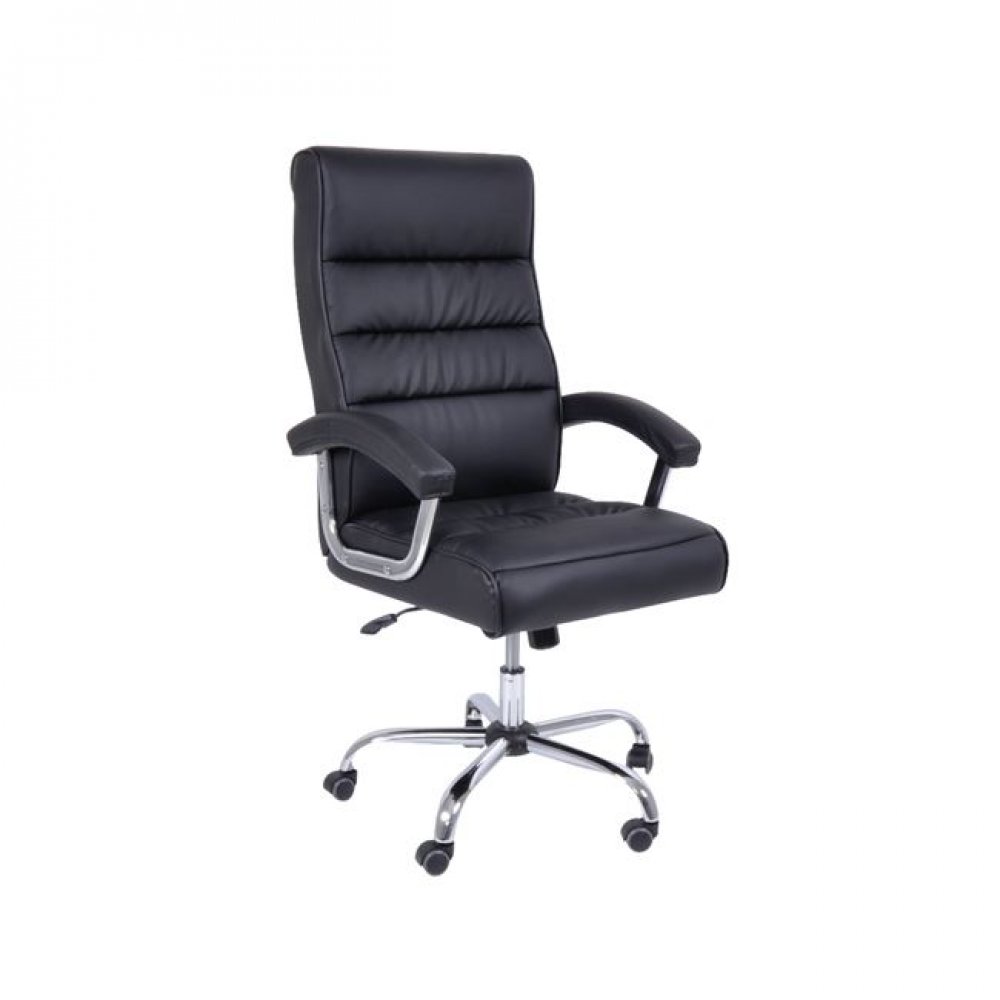 Πολυθρόνα διευθυντή από τεχνόδερμα σε μαύρο χρώμα 79x63x113/121