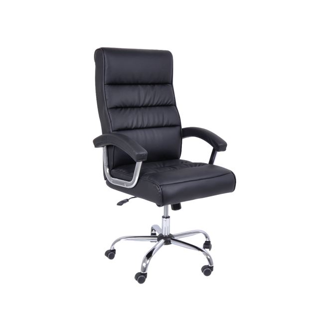 Πολυθρόνα διευθυντή από τεχνόδερμα σε μαύρο χρώμα 79x63x113/121