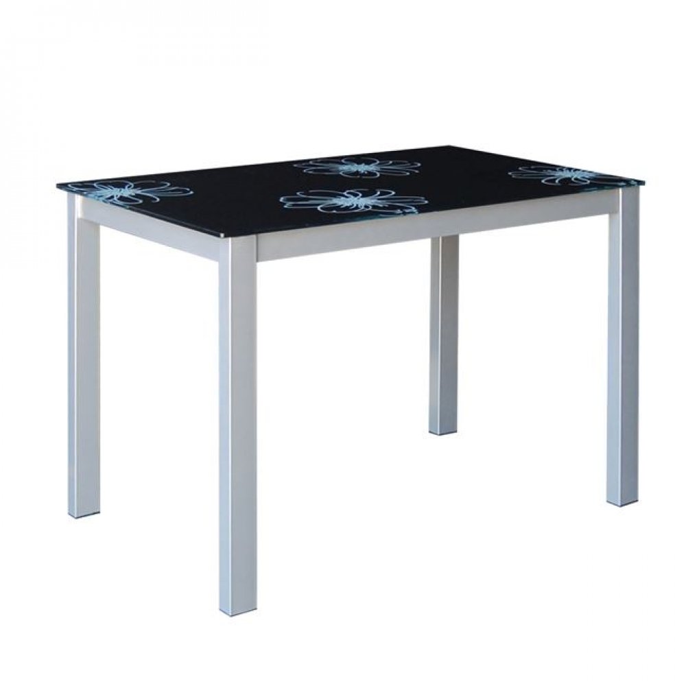 Τραπέζι "GORDON" μεταλλικό σε χρώμα γκρί με γυάλινη επιφάνεια 110x70x75