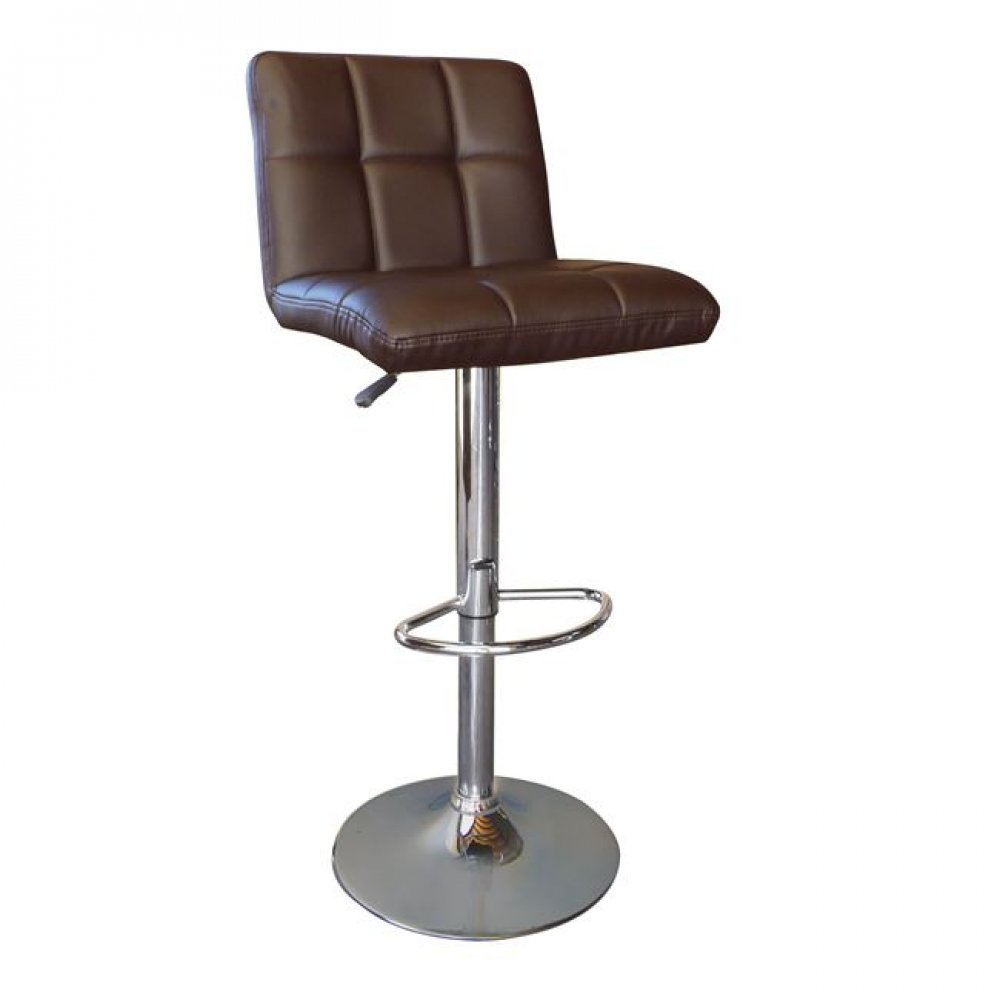 Σκαμπώ μπαρ "LINO" χρωμίου από τεχνόδερμα χρώματος καφέ 44x50x92/113