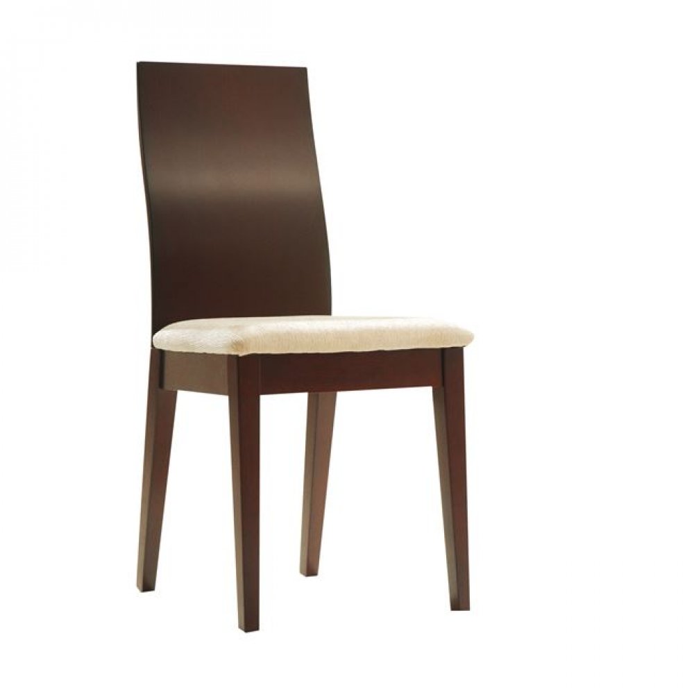 Καρέκλα "SAVINA" ξύλινη-υφασμάτινη σε χρώμα καρυδί-μπεζ 46x51x93