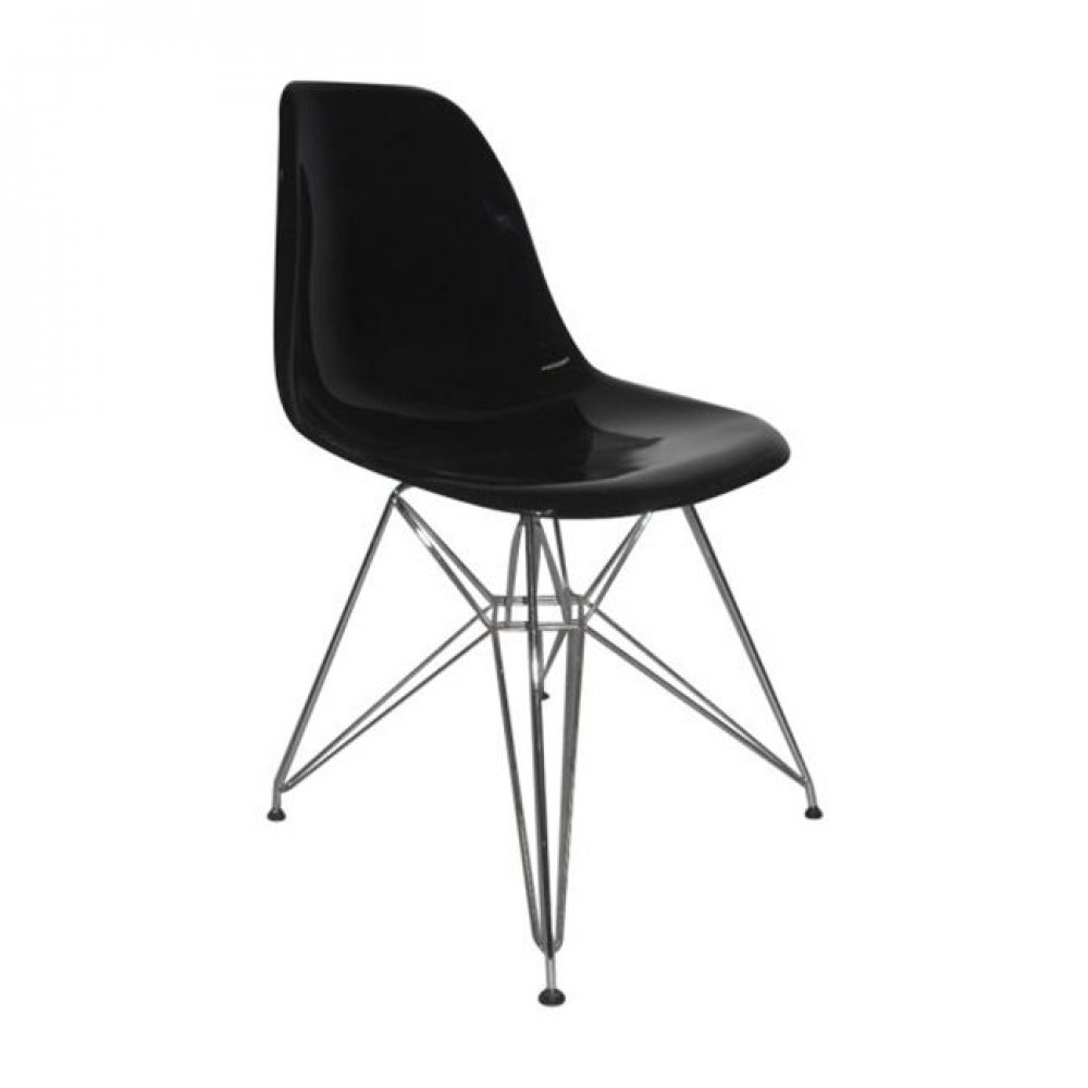 Καρέκλα "ART Wood" χρωμίου-abs χρώματος μαύρο ματ 46x55x82