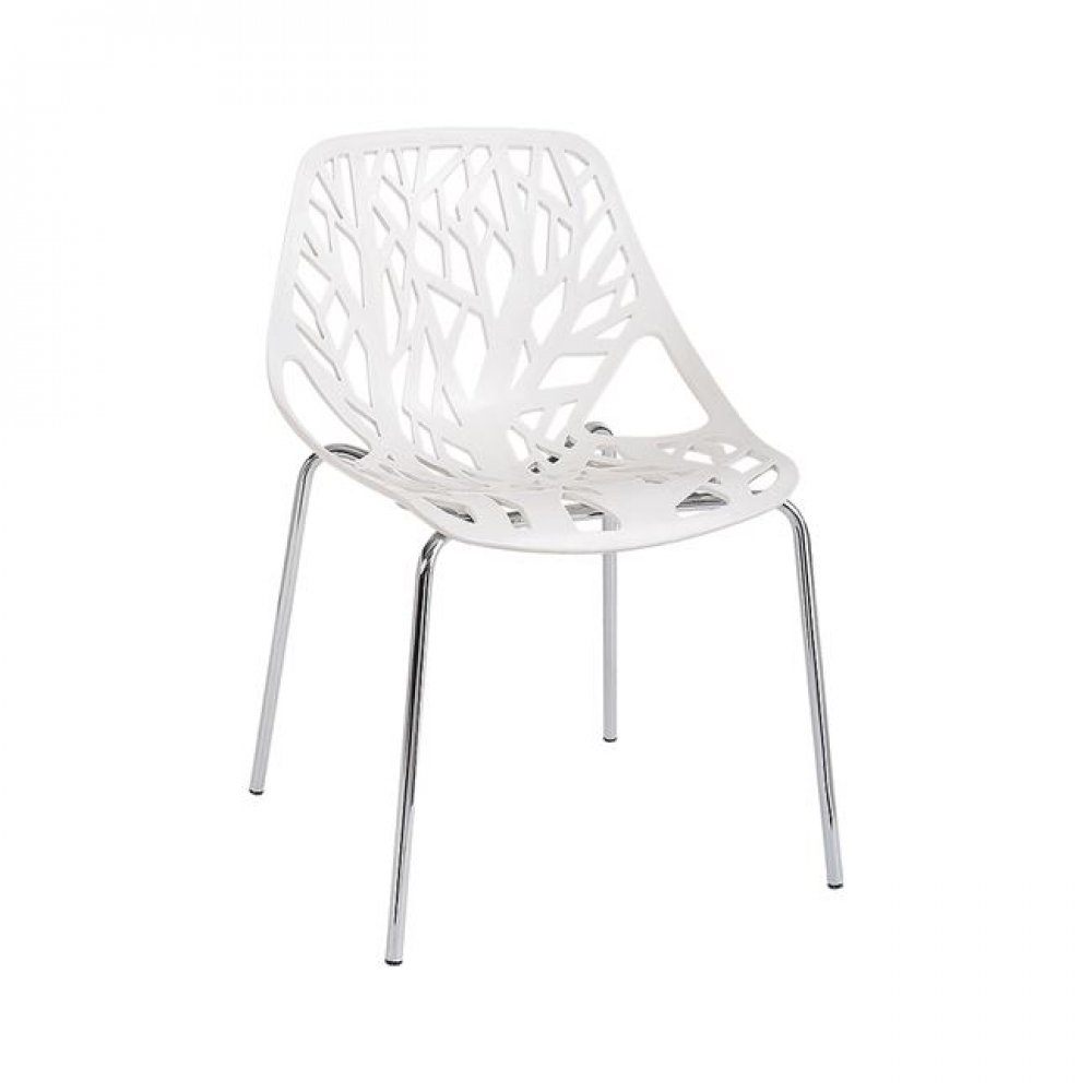Καρέκλα "LINEA" χρωμίου-πολυπροπυλενίου χρώματος λευκή 54x57x81