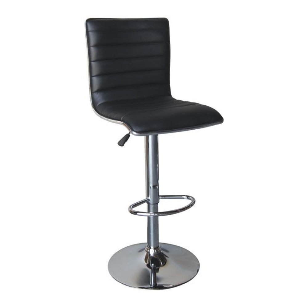 Σκαμπώ μπαρ "ALFI" χρωμίου από τεχνόδερμα χρώματος μαύρο 41x50x94/115