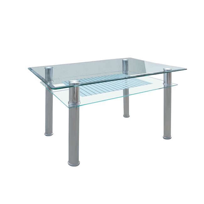 Τραπέζι "VERON" μεταλλικό με γυάλινη επιφάνεια 90x60x75