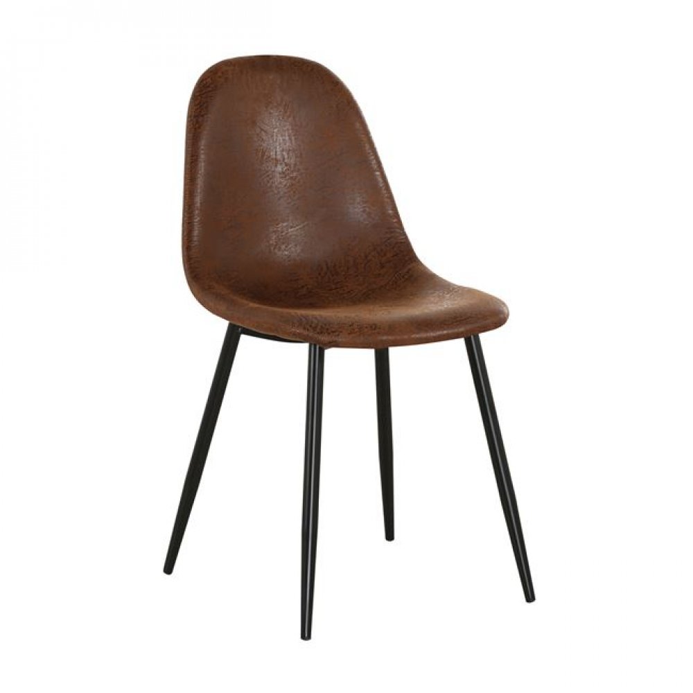 Καρέκλα "CELINA" μεταλλική μαύρη με ύφασμα suede καφέ 45x54x85