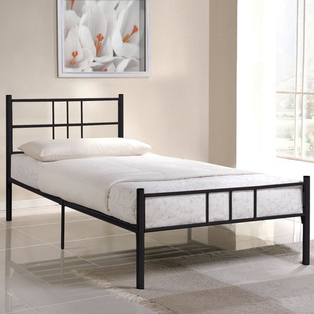 Κρεβάτι "PERLA" μονό μεταλλικό σε μαύρο χρώμα 97x210x83