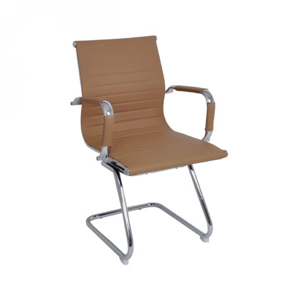 Πολυθρόνα επισκέπτη από τεχνόδερμα σε μπεζ χρώμα 54x59x95