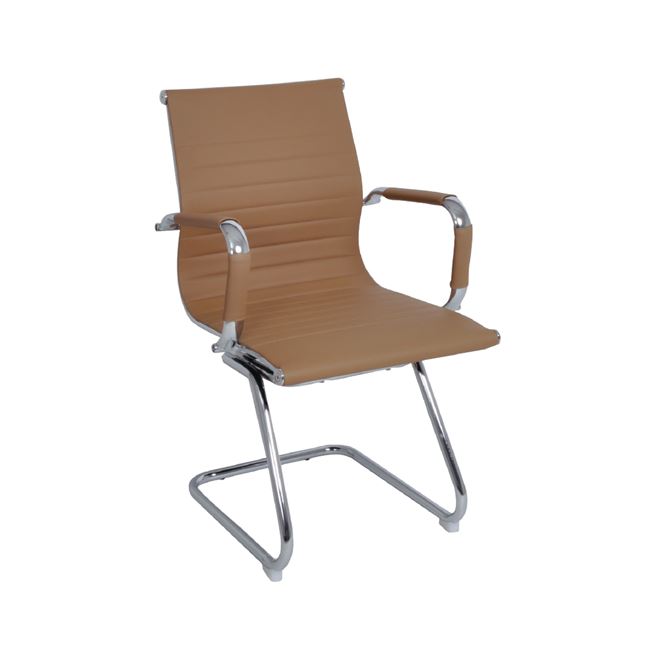 Πολυθρόνα επισκέπτη από τεχνόδερμα σε μπεζ χρώμα 54x59x95