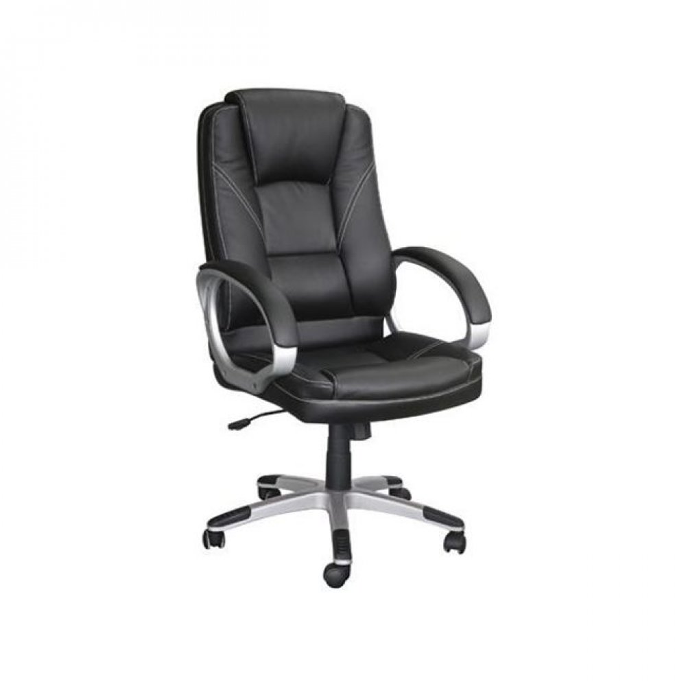 Πολυθρόνα διευθυντή από τεχνόδερμα σε μαύρο χρώμα 64x71x112/121