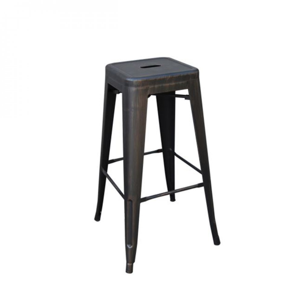 Σκαμπώ μπαρ "RELIX BAR" μεταλλικό σε χρώμα αντικέ μαύρο 43x43x76