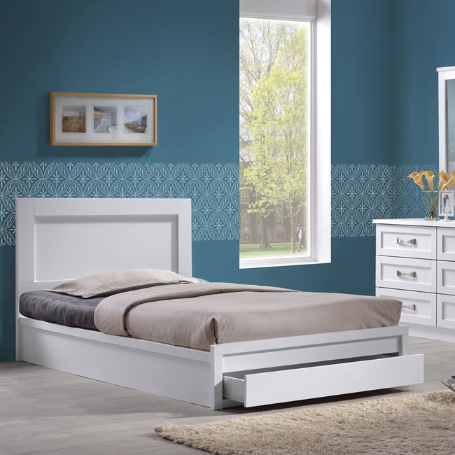 Κρεβάτι-συρτάρι "LIFE" ημίδιπλο σε χρώμα λευκό 118x207x93
