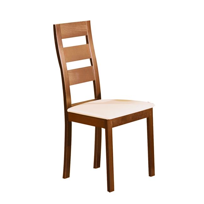 Καρέκλα "MILLER" ξύλινη-pvc σε honey oak-εκρού χρώμα 45x52x97