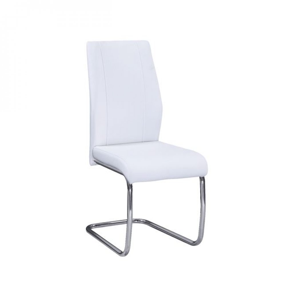 Καρέκλα "TULIP " χρωμίου-τεχνόδερμα χρώματος λευκό 43x57x98