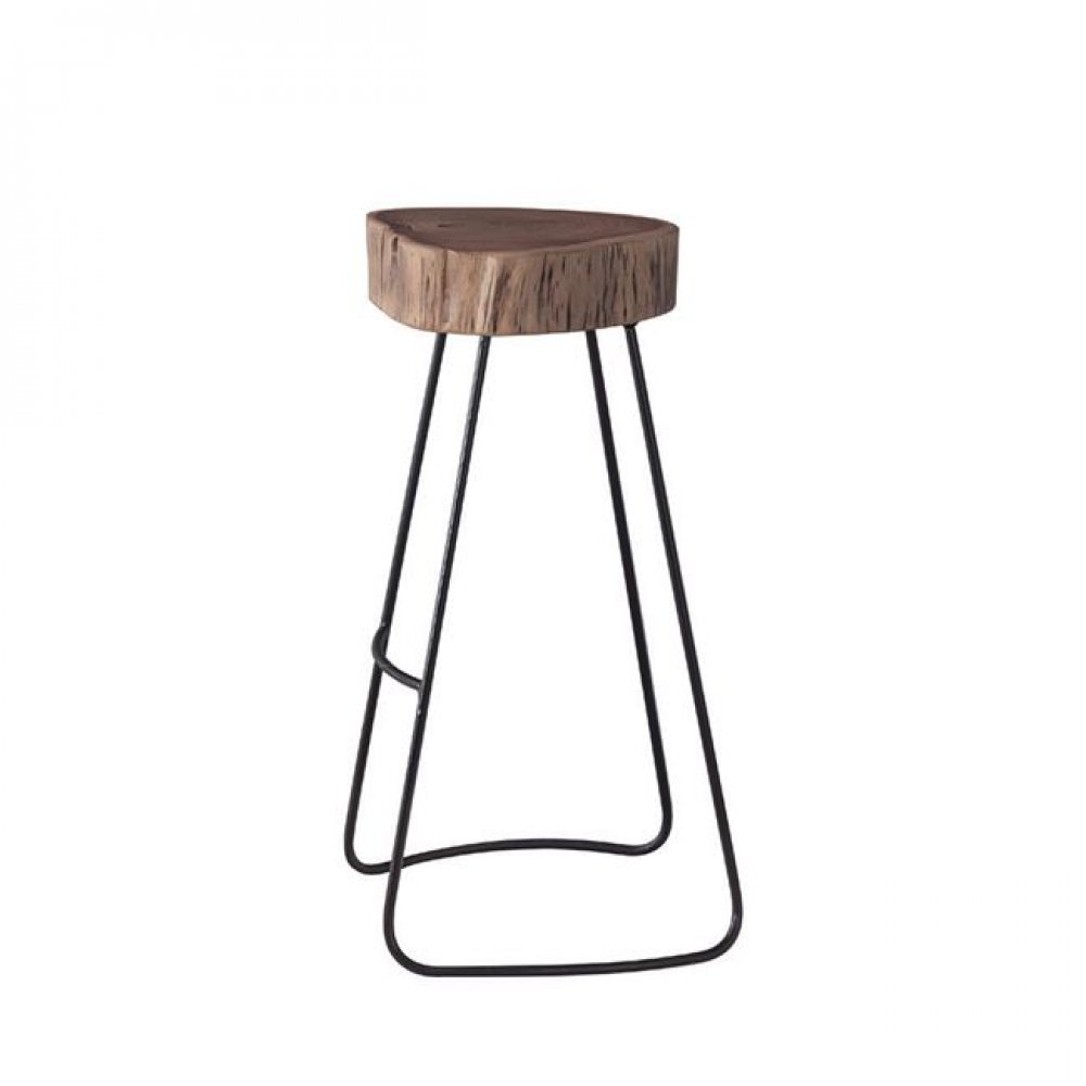 Σκαμπώ μπαρ  "ATRIUM" ακακία-φυσικό μεταλλικό-μαύρο 45x42x76