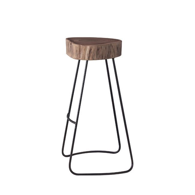 Σκαμπώ μπαρ  "ATRIUM" ακακία-φυσικό μεταλλικό-μαύρο 45x42x76