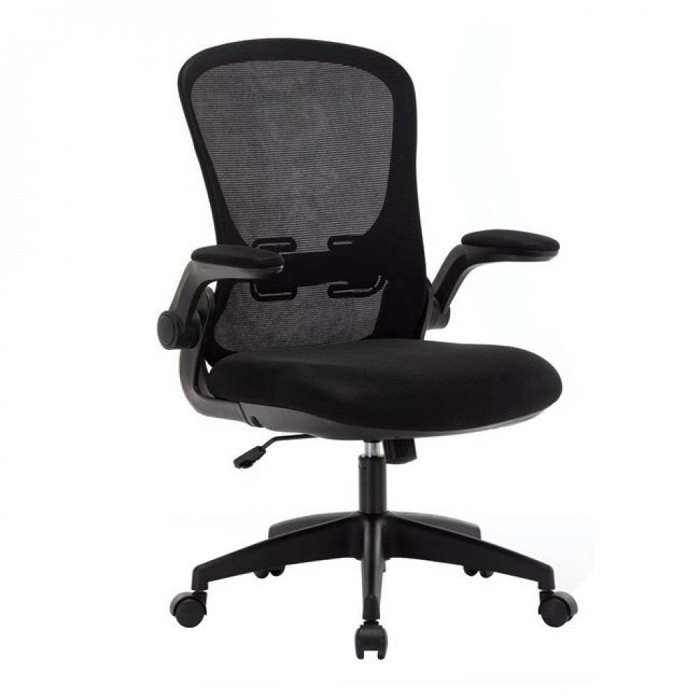 Πολυθρόνα διευθυντή από ύφασμα mesh σε χρώμα μαύρο 64x58x115/123
