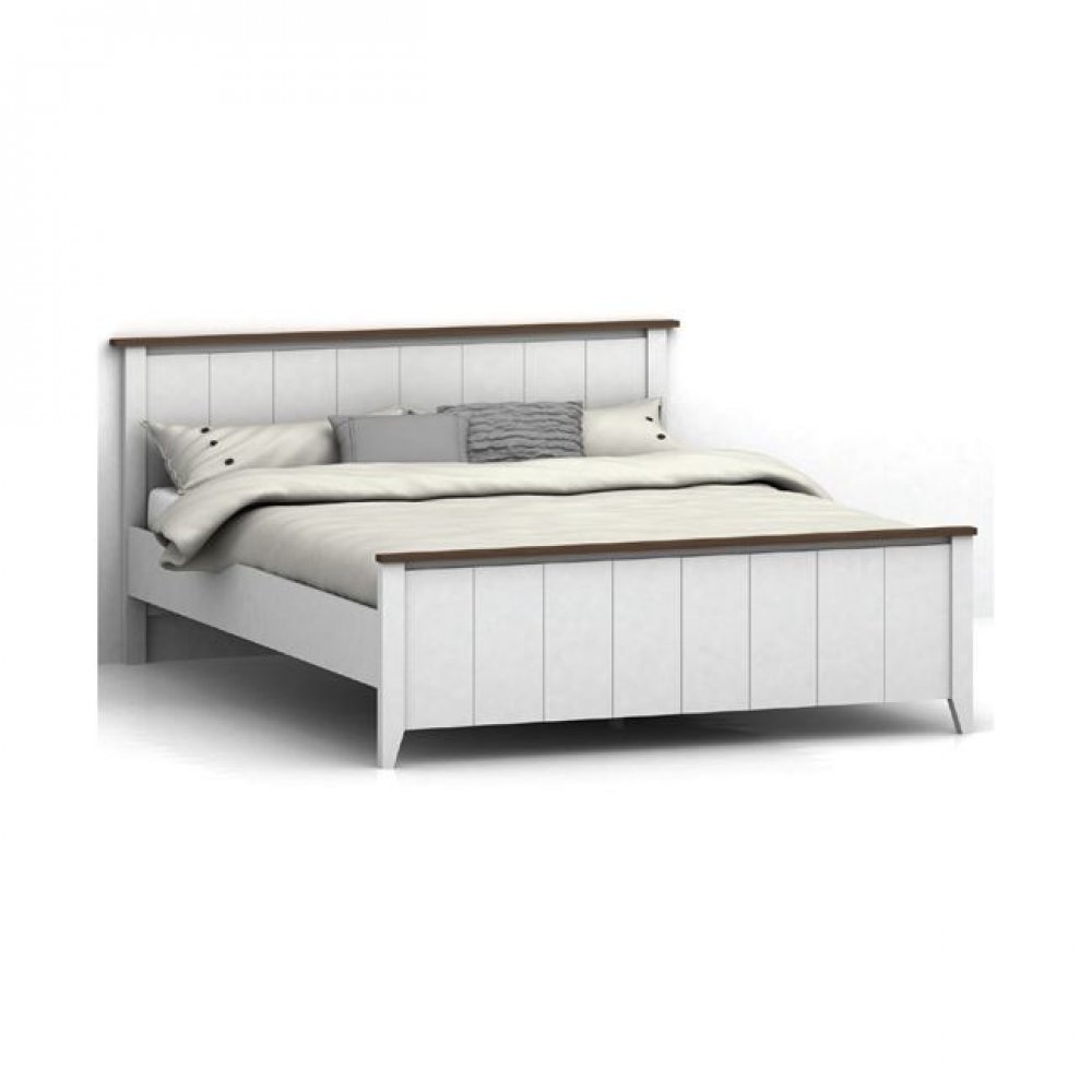 Κρεβάτι "LUANA" διπλό σε χρώμα λευκό-καρυδί 173x214x93