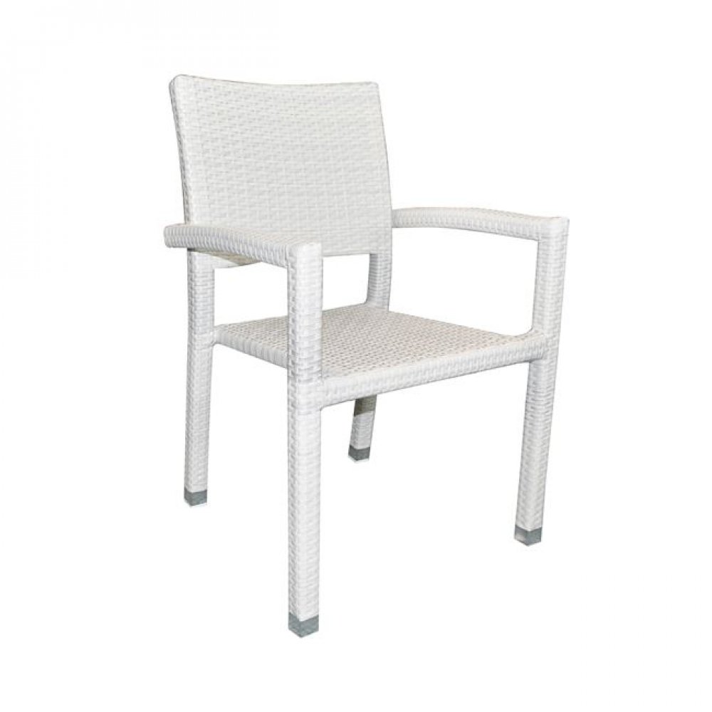 Πολυθρόνα "CORNER" από πλέξη wicker σε λευκό χρώμα 57x60x88