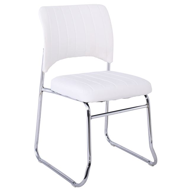 Καρέκλα επισκέπτη "VENUS" χρώμιου από τεχνόδερμα σε λευκό χρώμα 52x52x83